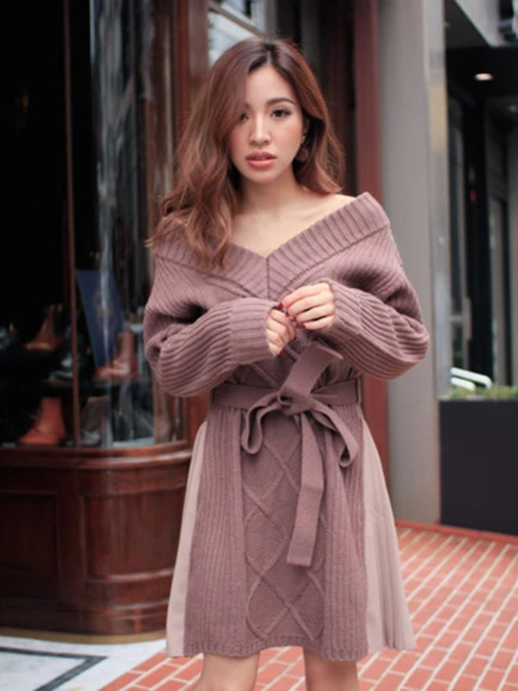 Lip Service リップサービス サイドプリーツケーブルニットワンピース アイテムの詳細 Atomicboxx アトミックボックス