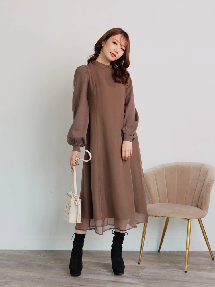 LIP SERVICE(リップサービス) |ニットスリーブスリムフレアワンピース（WEB限定）