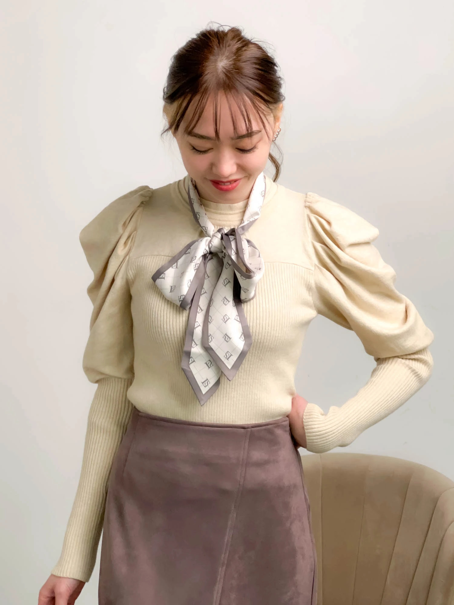 シフォン ストール カーキ バラ 薔薇 薄手 UVカット スカーフ