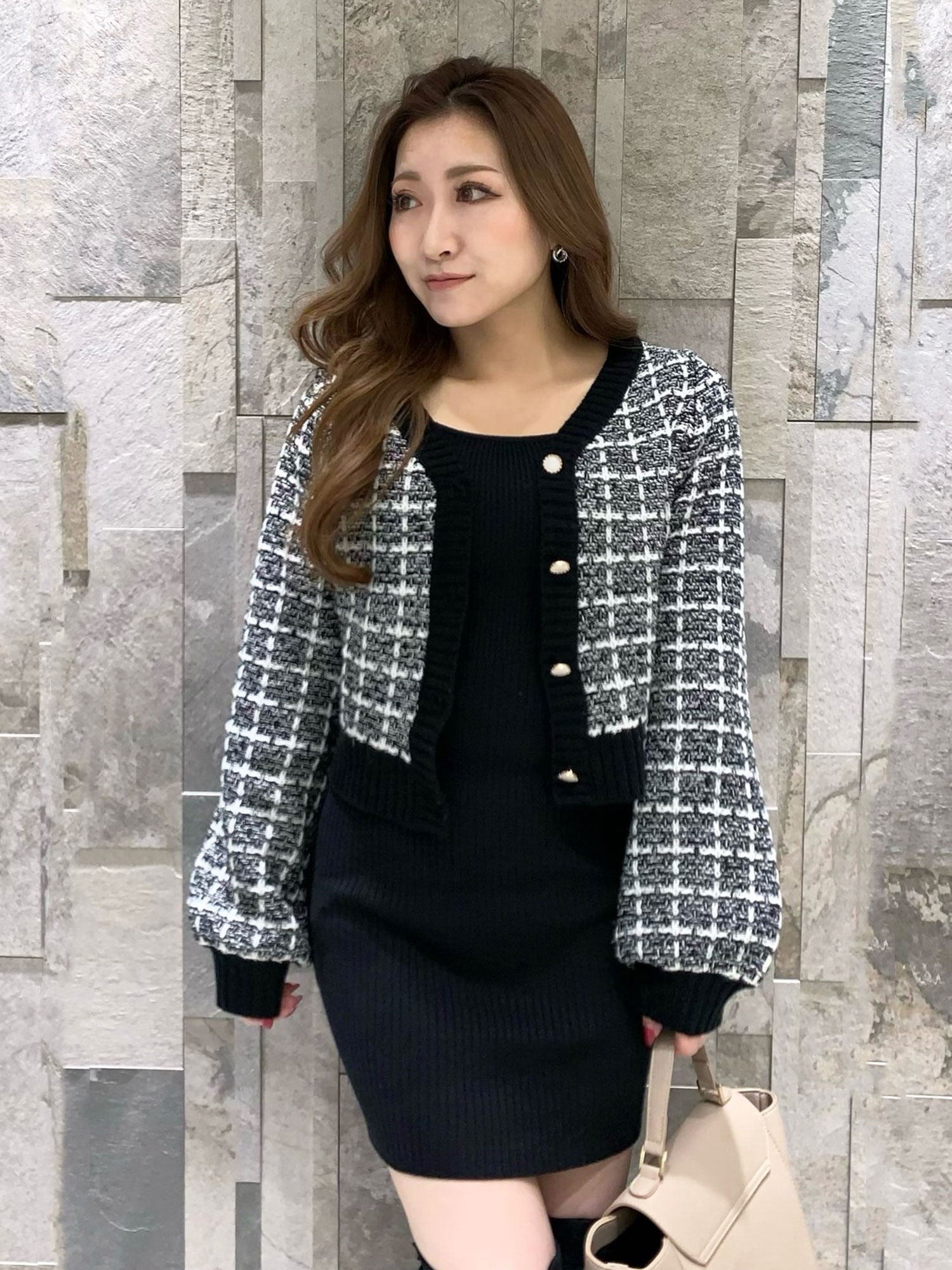 超目玉 Lipservice ツィードニット2wayコンパクトカーディガン カーディガン ボレロ