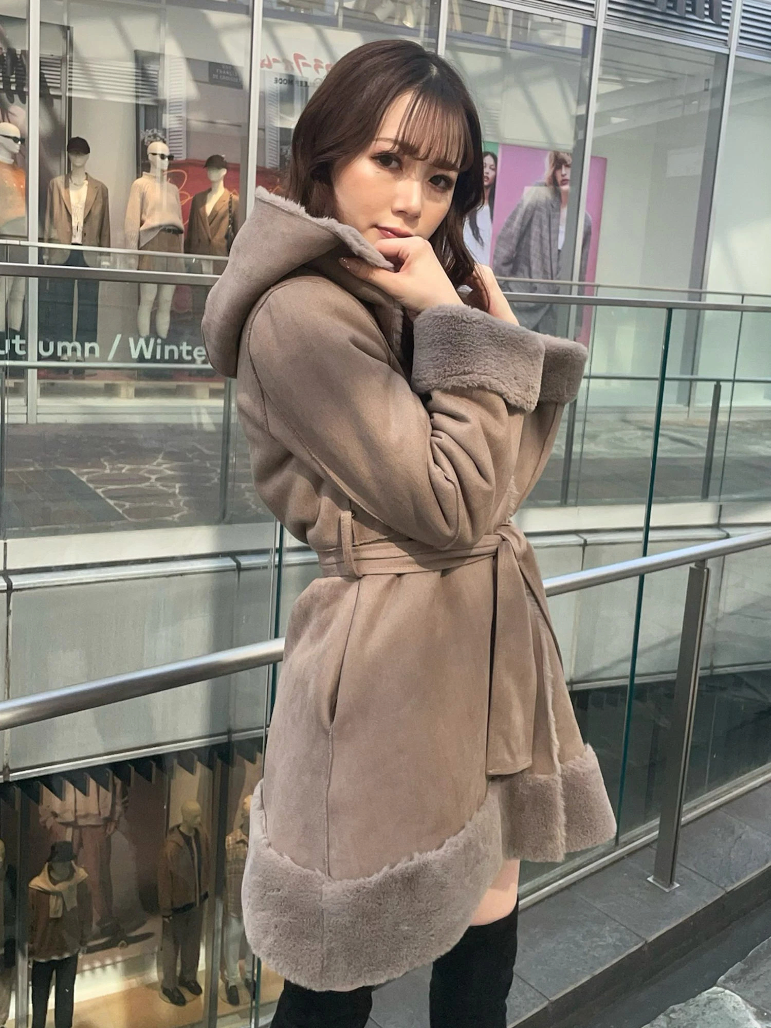unknown アンノウン リバーシブル 高級 ムートンコート-