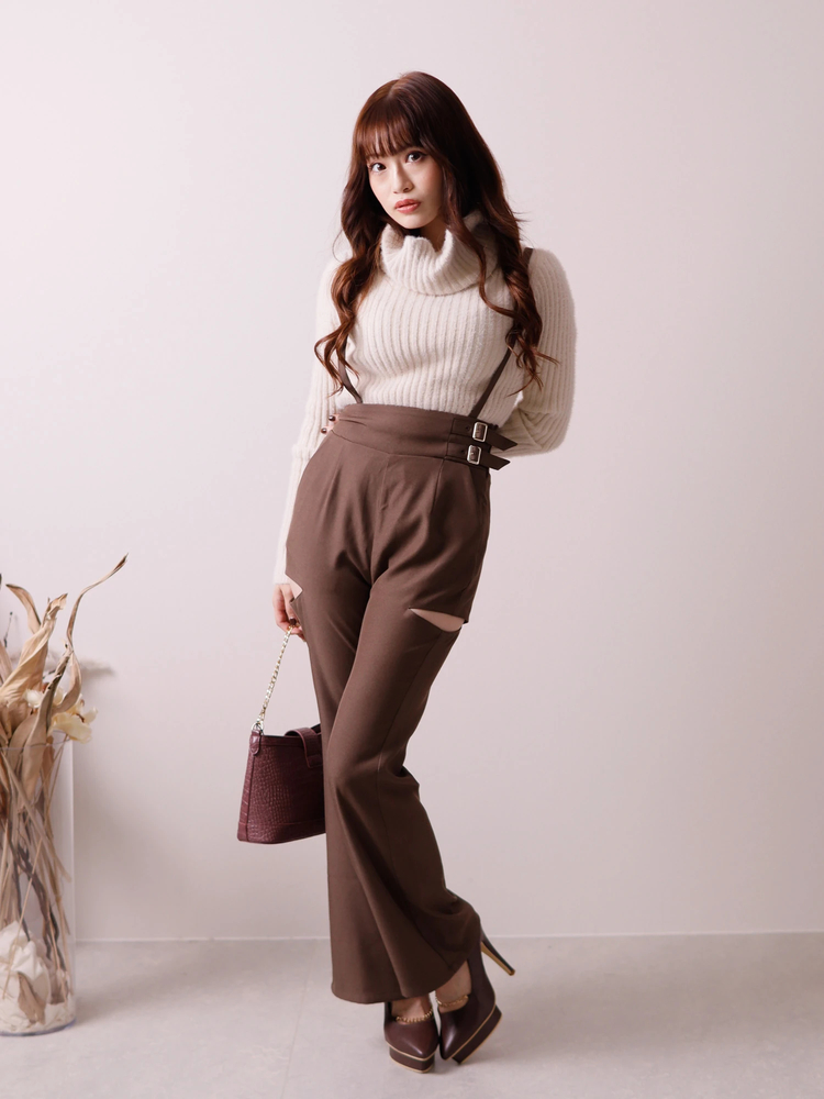 LIP SERVICE(リップサービス) |サイドカットサス付フレアパンツ