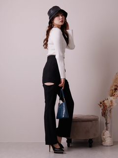 LIP SERVICE(リップサービス) |サイドカットサス付フレアパンツ