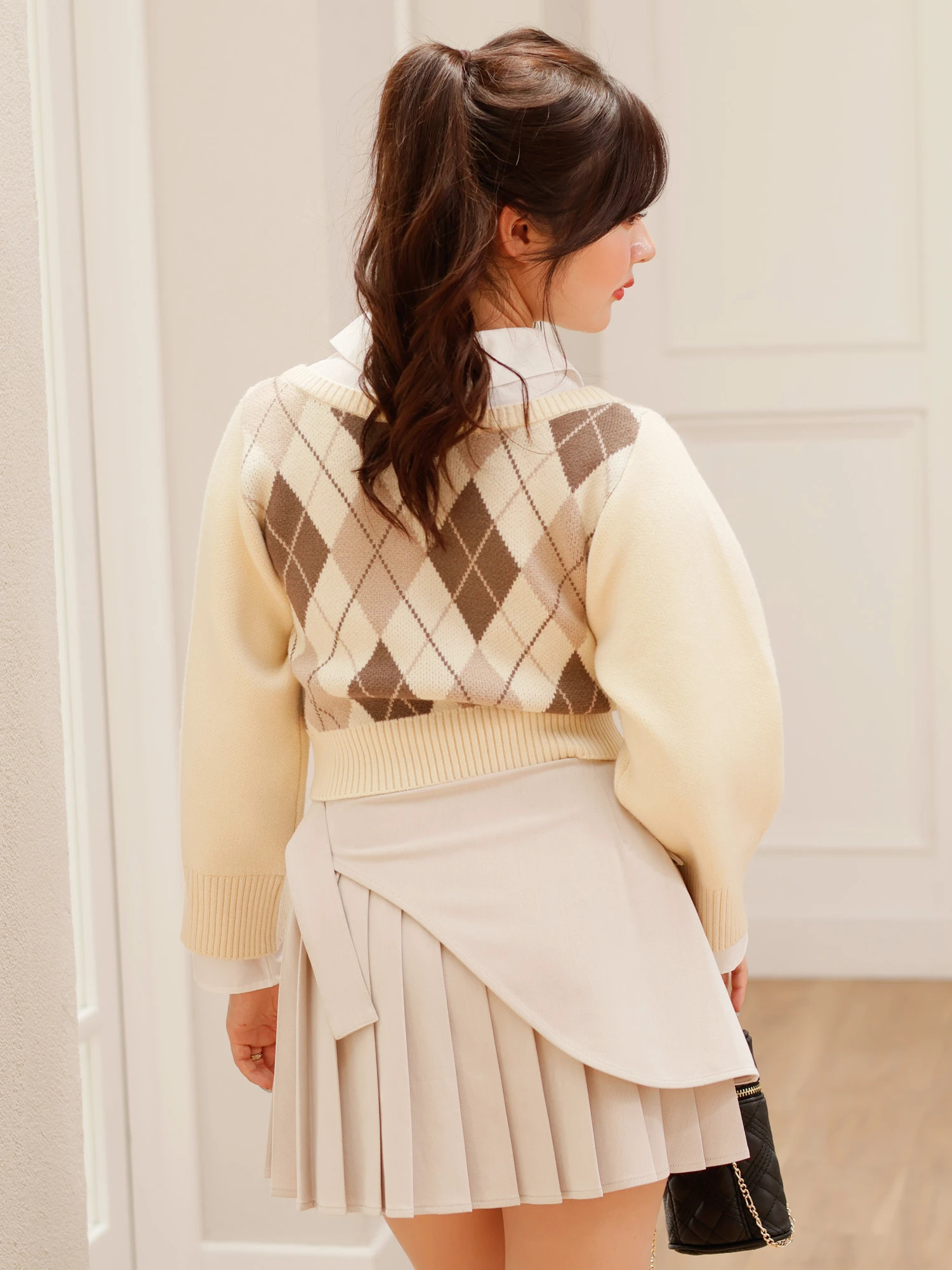 LIP SERVICE（リップサービス）｜ シャツレイヤードケーブルニット