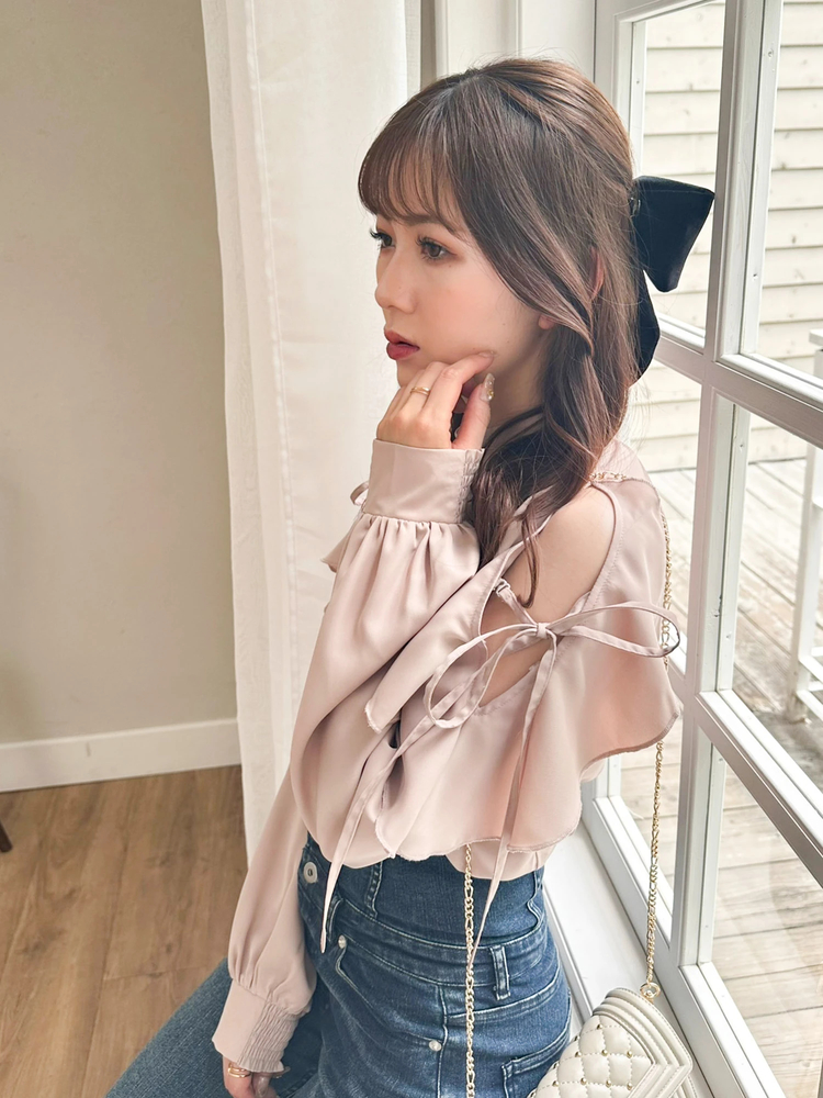 LIP SERVICE(リップサービス) |2wayリボンオープンショルダーブラウス