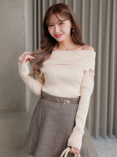 LIP SERVICE(リップサービス) |シアー切替オフショルニットトップス