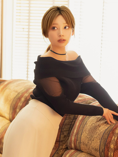 LIP SERVICE(リップサービス) |シアー切替オフショルニットトップス