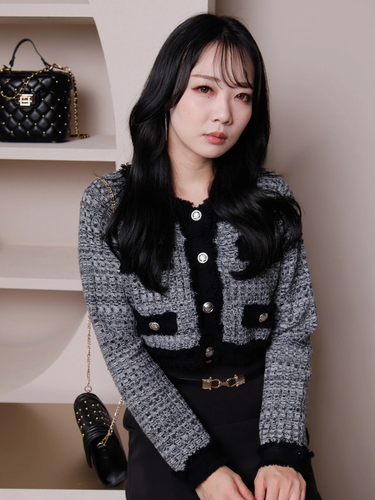 LIP SERVICE（リップサービス）｜ ツイードライクフリンジニットカーデ  