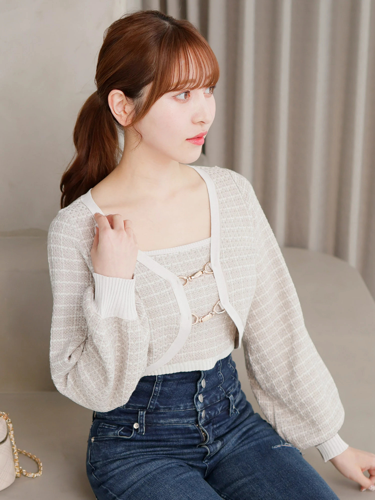 LIP SERVICE(リップサービス) |スプリングツイードアンサンブルニット