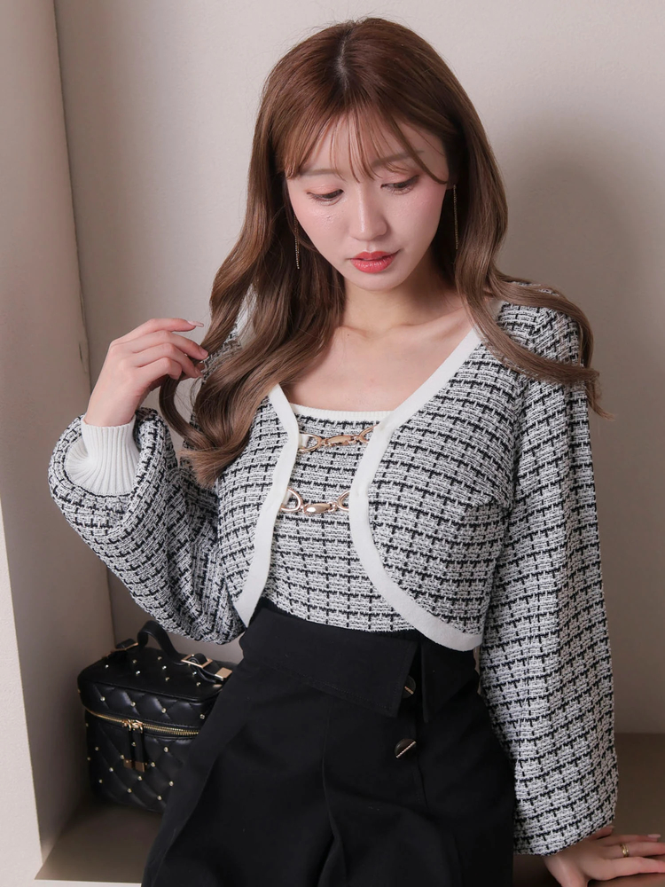 LIP SERVICE(リップサービス) |スプリングツイードアンサンブルニット