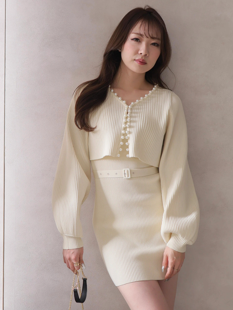 LIP SERVICE(リップサービス) |パールニットアンサンブルワンピース