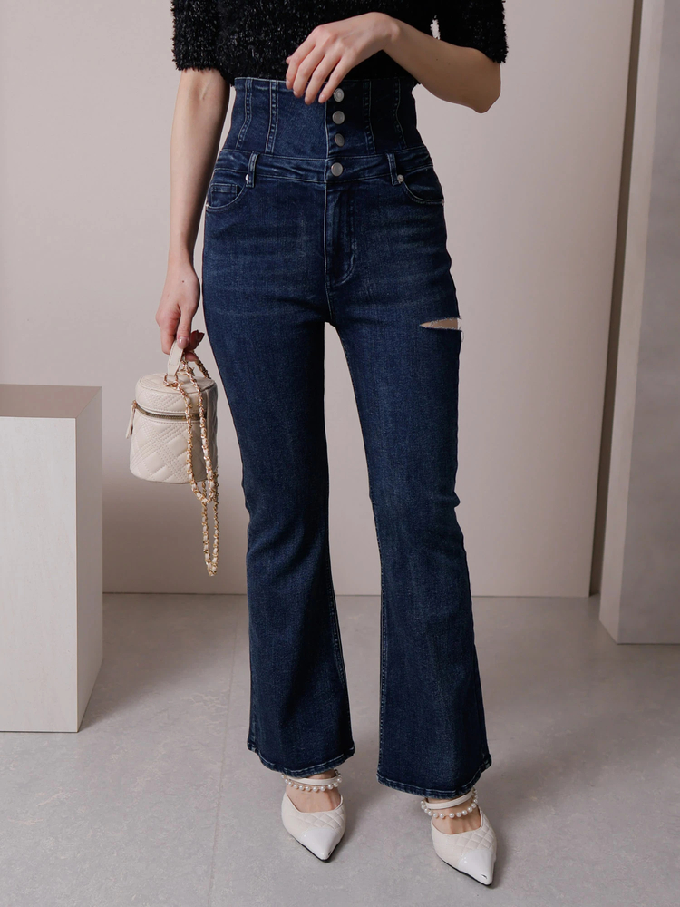 LIP SERVICE(リップサービス) |HWスリットフレアdenim パンツ