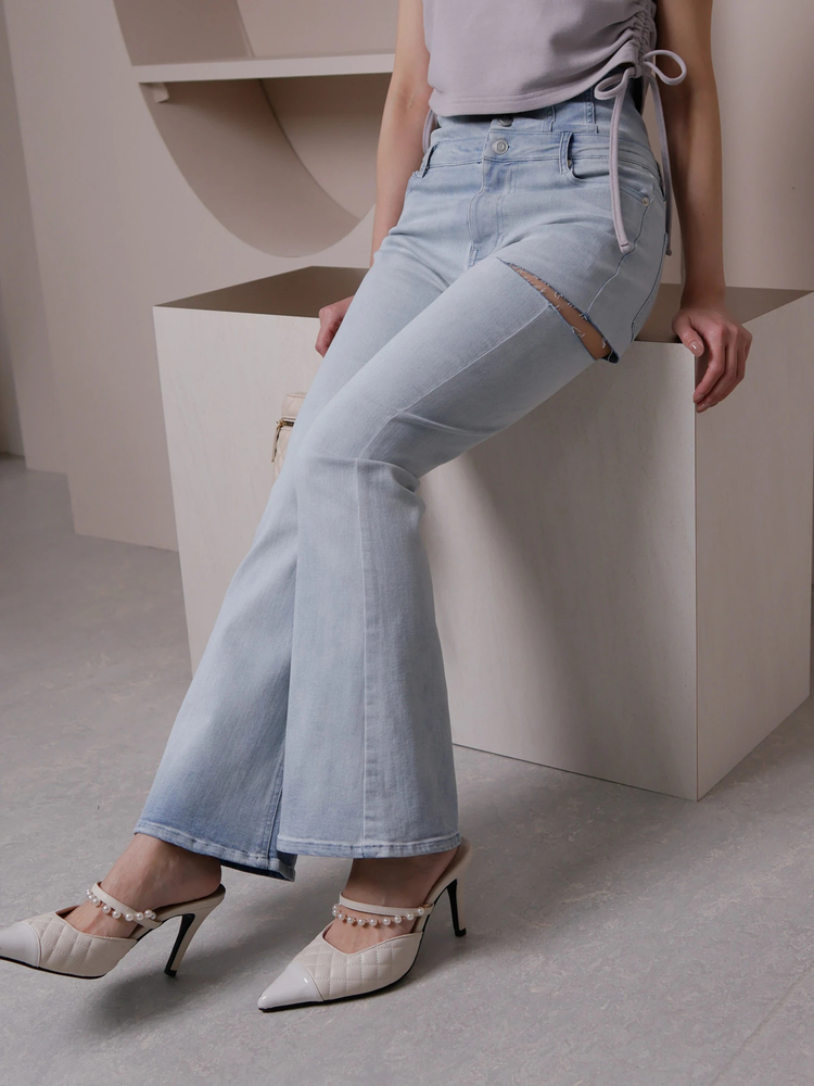 LIP SERVICE(リップサービス) |HWスリットフレアdenim パンツ