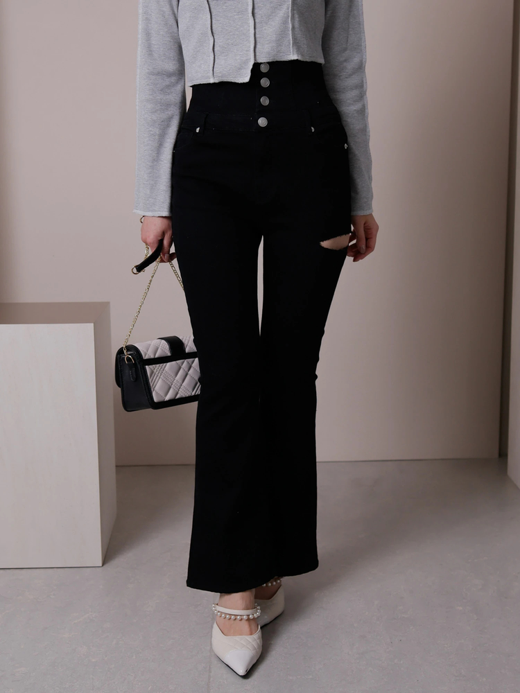 LIP SERVICE(リップサービス) |HWスリットフレアdenim パンツ