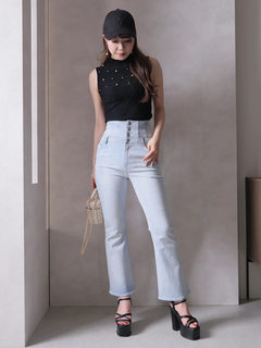 LIP SERVICE(リップサービス) |HWスリットフレアdenim パンツ
