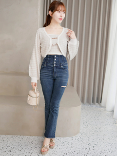 LIP SERVICE(リップサービス) |HWスリットフレアdenim パンツ