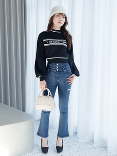 LIP SERVICE(リップサービス) |HWスリットフレアdenim パンツ