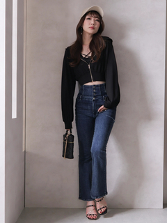 LIP SERVICE(リップサービス) |HWスリットフレアdenim パンツ