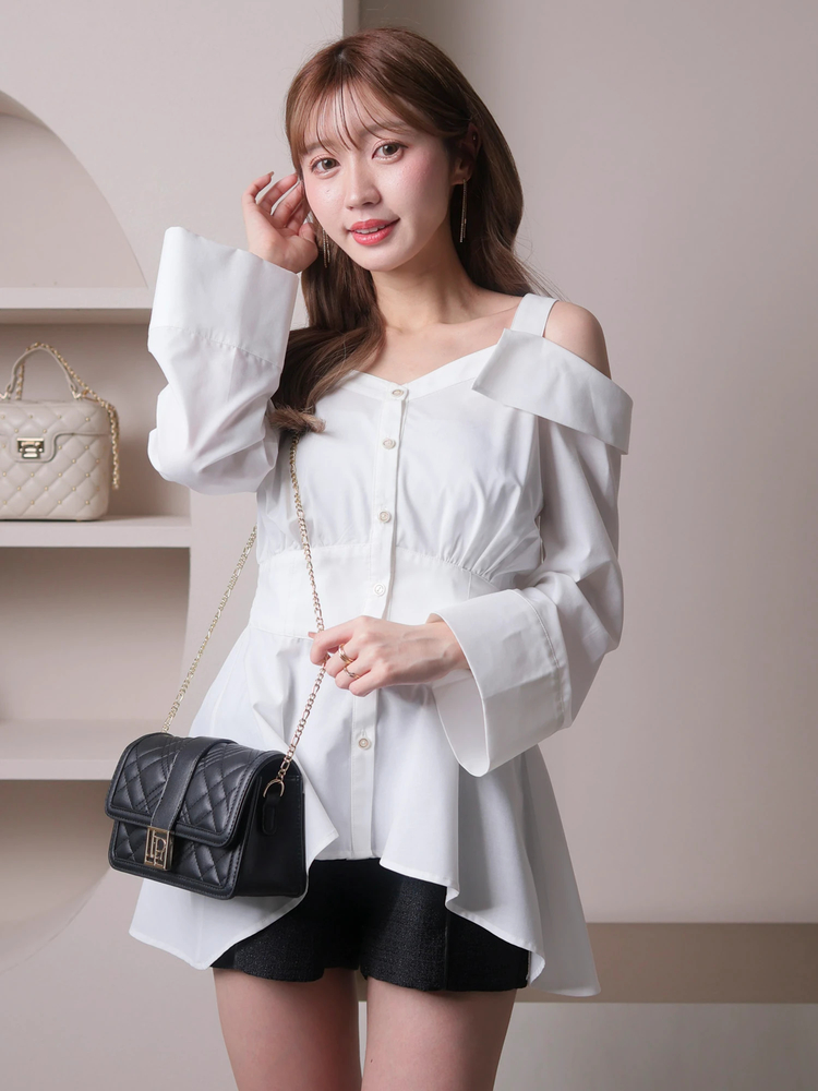 LIP SERVICE(リップサービス) |ウエストコルセットオフショルシャツ