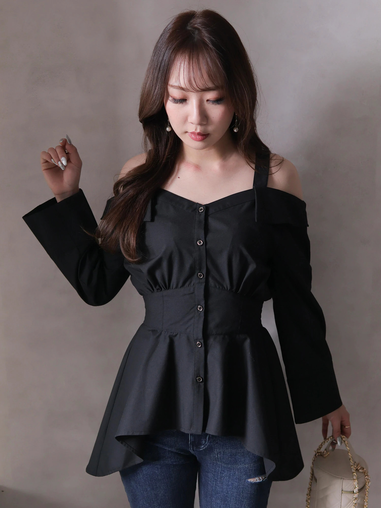 LIP SERVICE(リップサービス) |ウエストコルセットオフショルシャツ