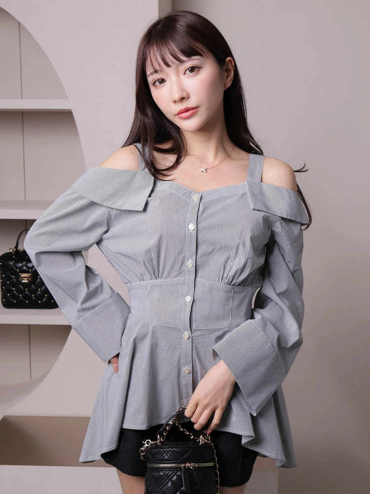 LIP SERVICE(リップサービス) |ウエストコルセットオフショルシャツ