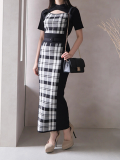 LIP SERVICE(リップサービス) |チェックジャガードデコルテオープンミディワンピース(WEB限定)