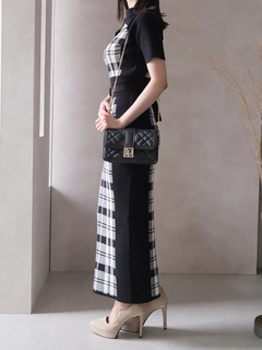 LIP SERVICE(リップサービス) |チェックジャガードデコルテオープンミディワンピース(WEB限定)