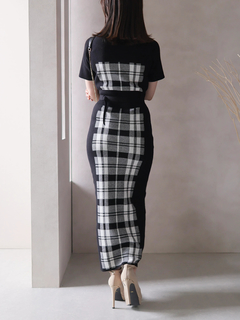 LIP SERVICE(リップサービス) |チェックジャガードデコルテオープンミディワンピース(WEB限定)