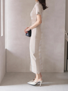 LIP SERVICE(リップサービス) |チェックジャガードデコルテオープンミディワンピース(WEB限定)