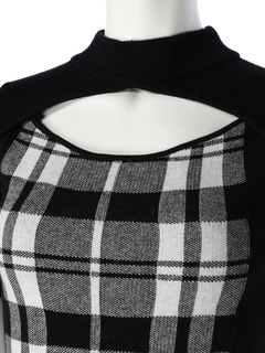 LIP SERVICE(リップサービス) |チェックジャガードデコルテオープンミディワンピース(WEB限定)