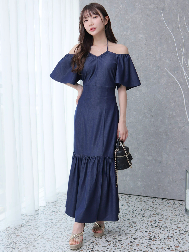 LIP SERVICE(リップサービス) |Vカットホルターギャザーマーメイドワンピース