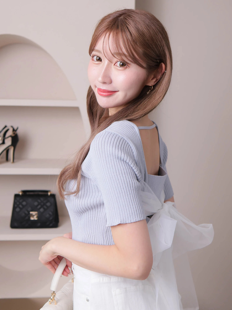 LIP SERVICE(リップサービス) |バックリボンリブニット