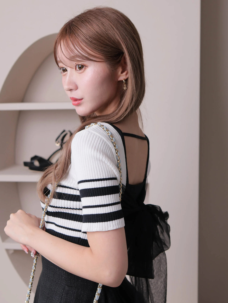 LIP SERVICE(リップサービス) |バックリボンリブニット