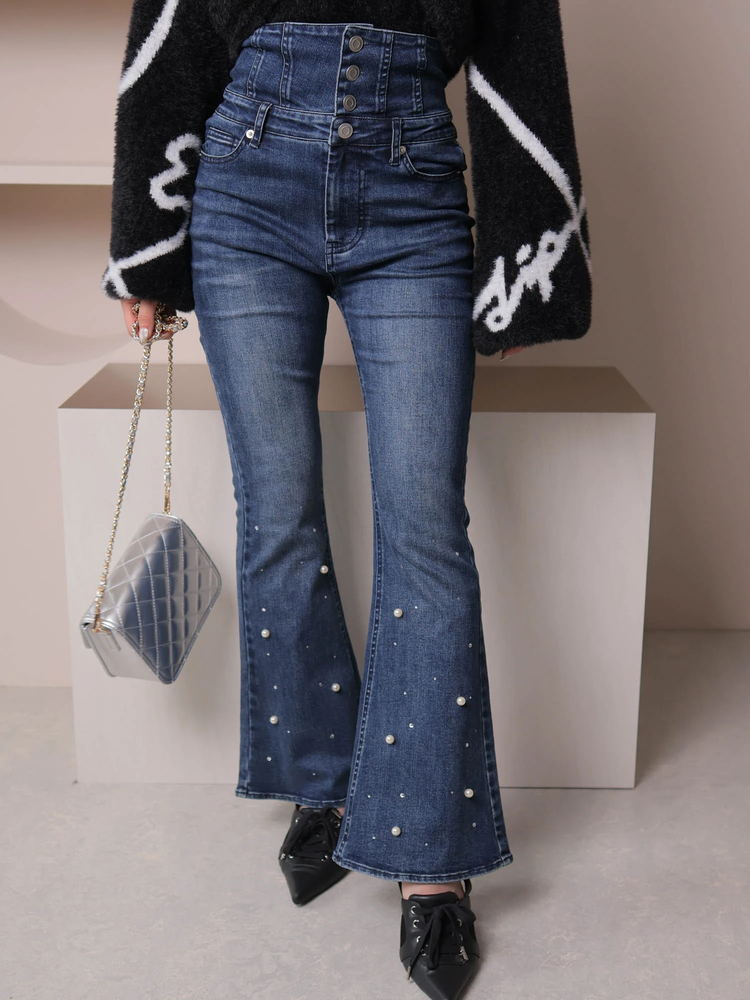 LIP SERVICE(リップサービス) |ジュエルフレアデニムパンツ