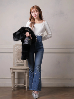 LIP SERVICE(リップサービス) |ジュエルフレアデニムパンツ