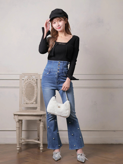 LIP SERVICE(リップサービス) |ジュエルフレアデニムパンツ