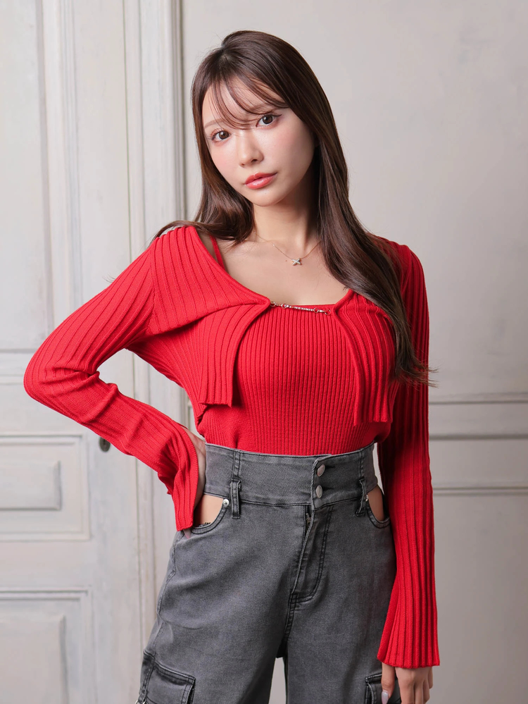 LIP SERVICE(リップサービス) |ロゴプレートリブアンサンブルニット