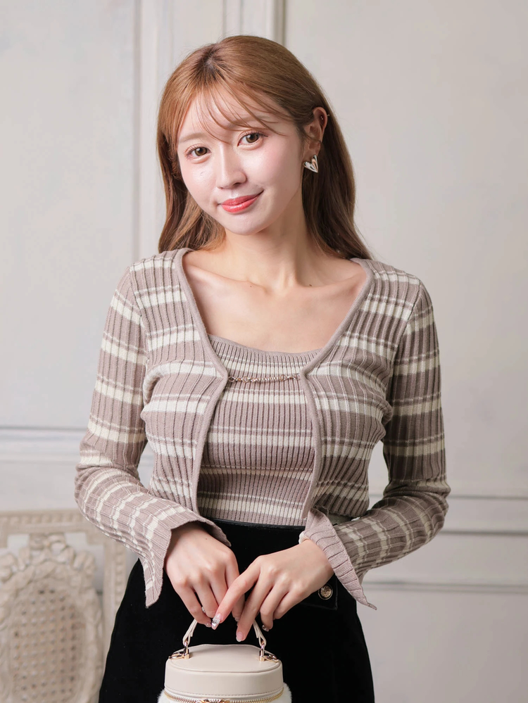 LIP SERVICE(リップサービス) |ロゴプレートリブアンサンブルニット