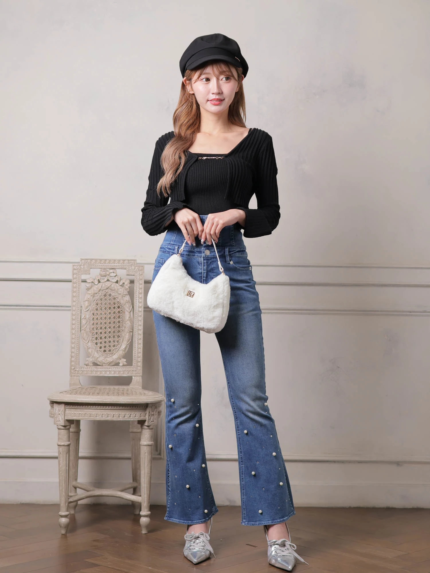 LIP SERVICE（リップサービス）｜ ロゴプレートリブアンサンブルニット