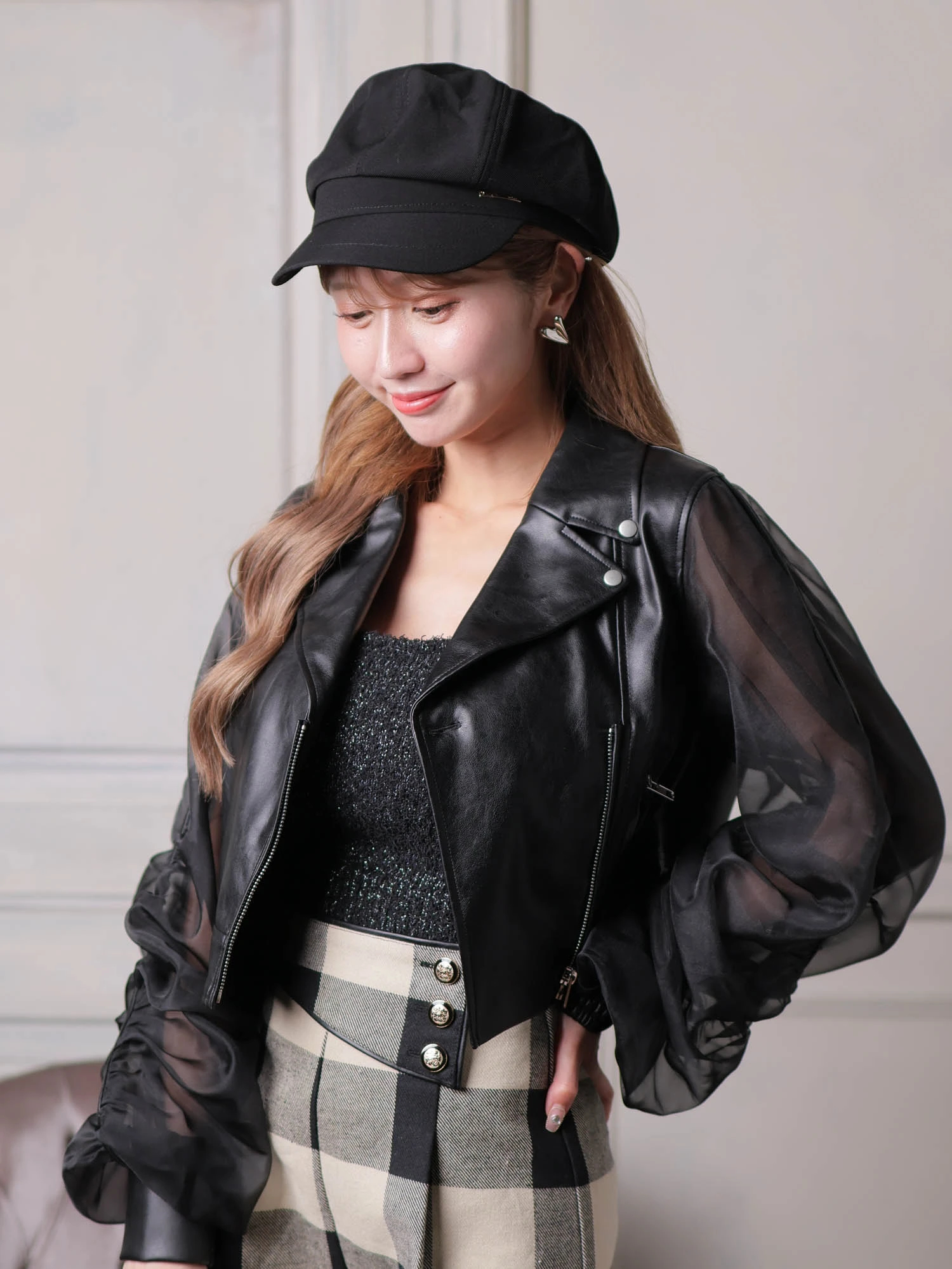 【美品】DRESS VOLUME ドレスボリューム ライダースジャケット 美品✨DRESS VOLUME ライダース レザージャケット ダブル L