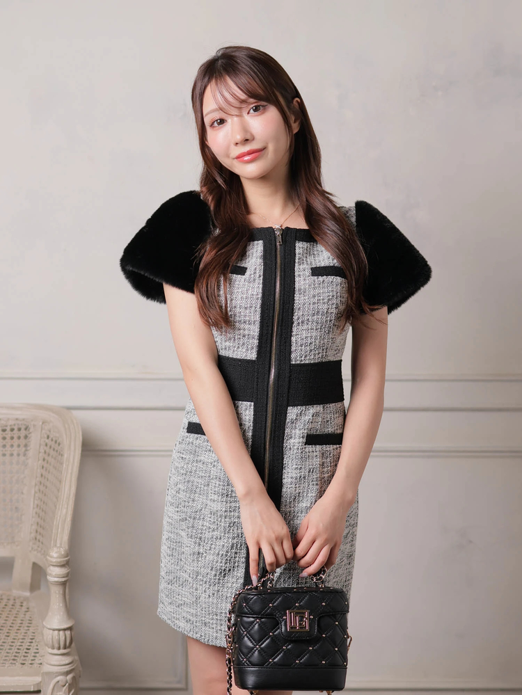 LIP SERVICE(リップサービス) |2wayファースリーブツイードワンピース