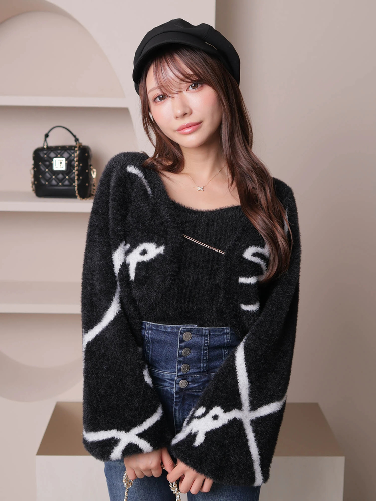 LIP SERVICE(リップサービス) |ニュアンスラインフェザーニットアンサンブル