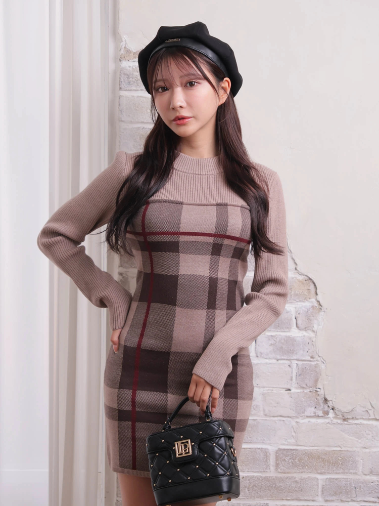 LIP SERVICE(リップサービス) |アクセントチェックジャガードワンピース