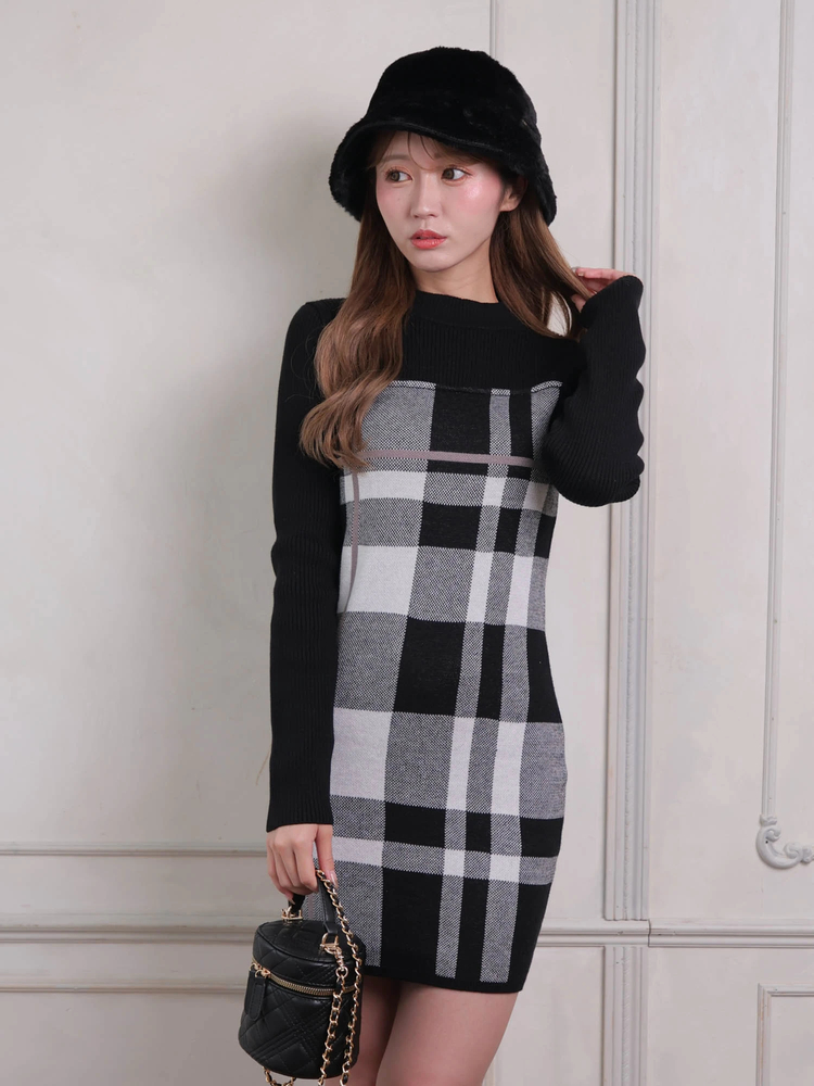 LIP SERVICE(リップサービス) |アクセントチェックジャガードワンピース