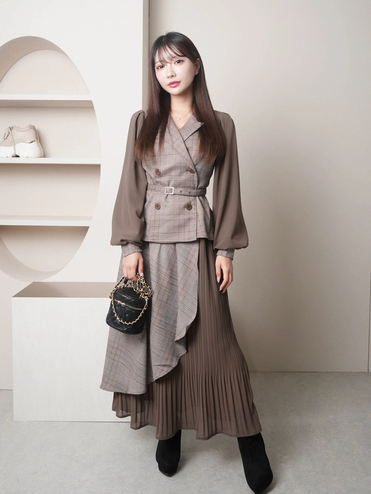 LIP SERVICE(リップサービス) |ジャケットプリーツロングワンピース