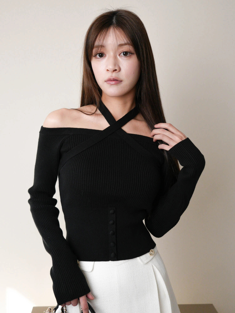 LIP SERVICE(リップサービス) |オフショルホルターニット