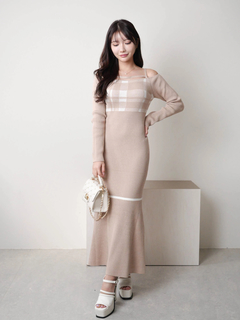 LIP SERVICE(リップサービス) |チェックジャガードオフショルマーメイドワンピース