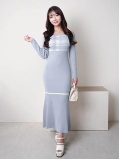 LIP SERVICE(リップサービス) |チェックジャガードオフショルマーメイドワンピース