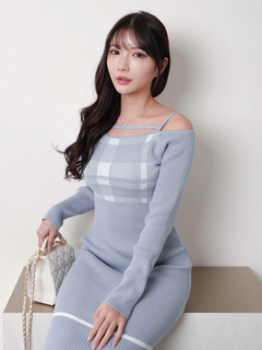 LIP SERVICE(リップサービス) |チェックジャガードオフショルマーメイドワンピース