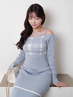 LIP SERVICE(リップサービス) |チェックジャガードオフショルマーメイドワンピース